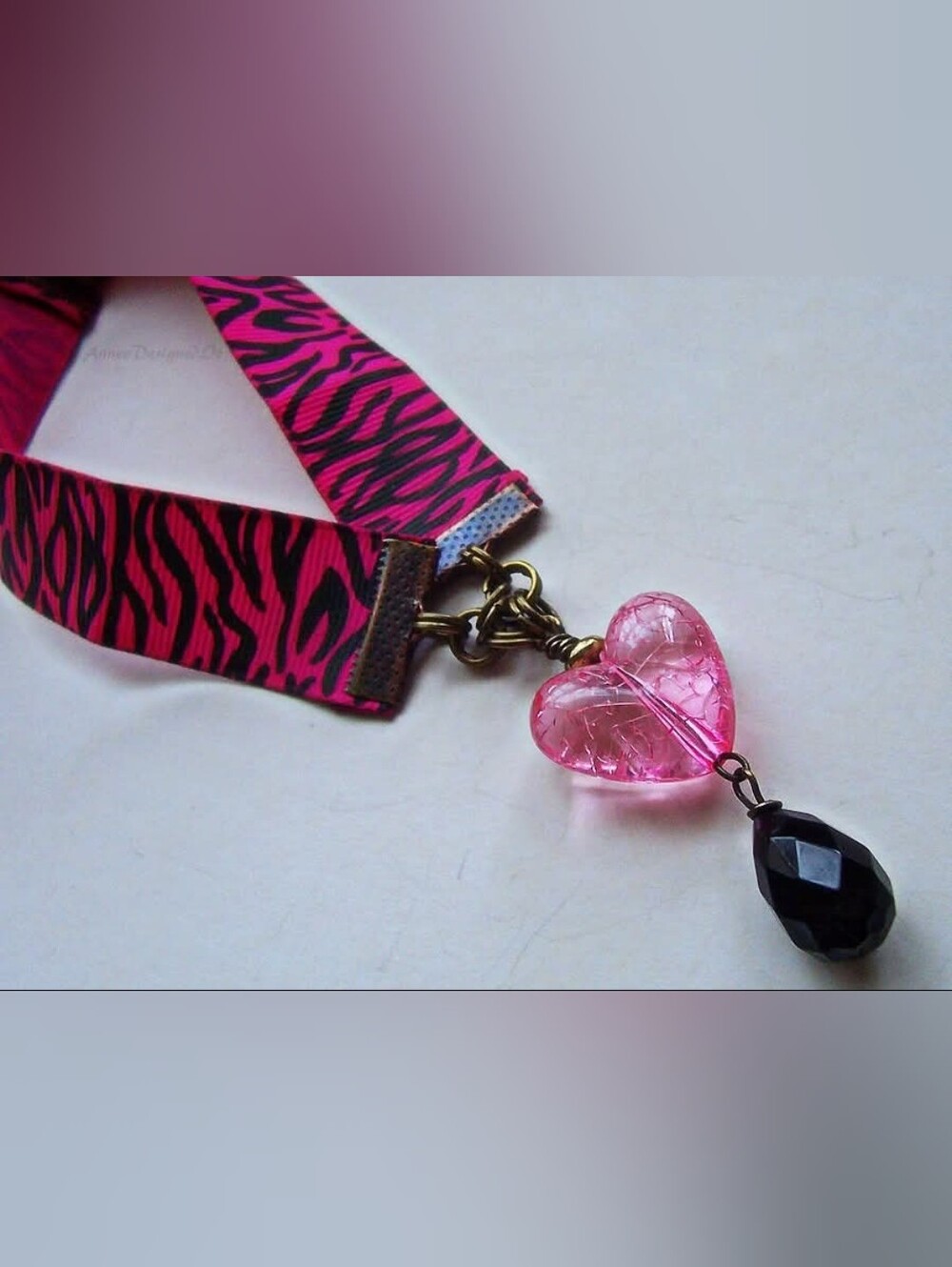 Pink Zebra Choker - Picture 2 of 2